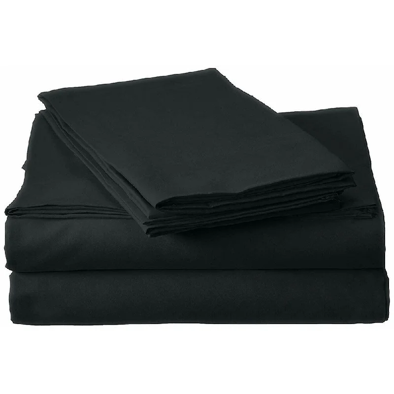 400 Thread Count Linens 4-Piece Set 100% Cotton King Bed Sheet Black