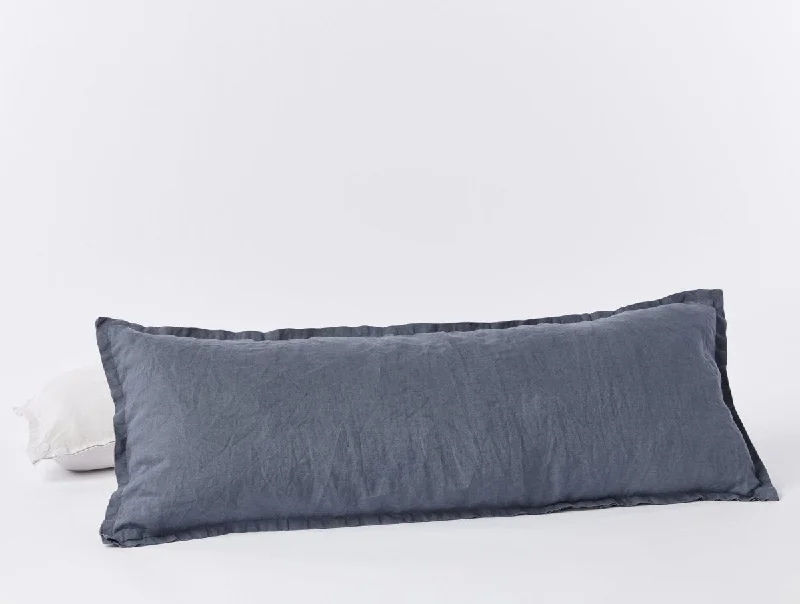 Harbor Blue Organic Relaxed Linen Lumbar Pillow Cover