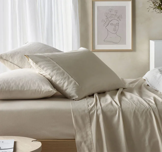 Eucalyptus Cotton Sheet Set Range Stone