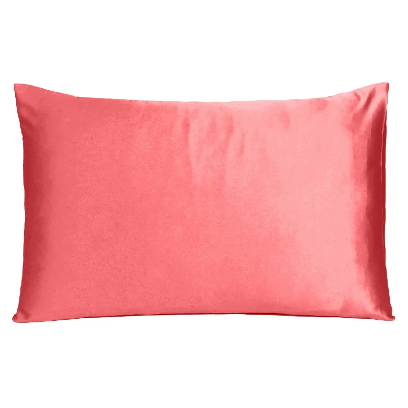 HomeRoots Coral Dreamy Set Of 2 Silky Satin Queen Pillowcases