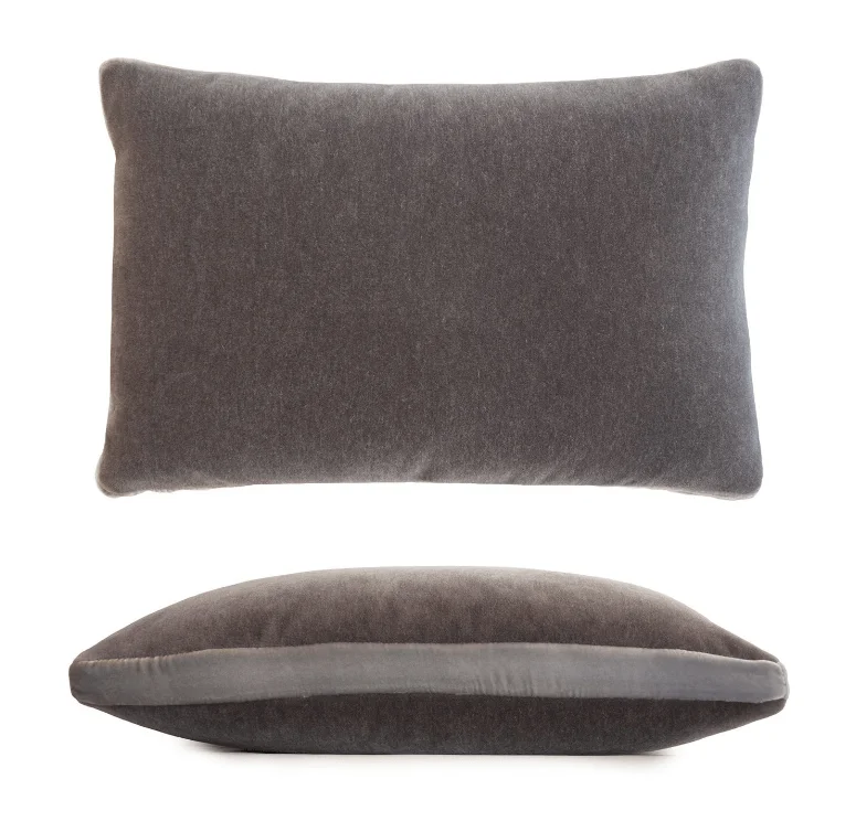 Gray & Nickel Mohair Tuxedo Pillows by Kevin O'Brien Studio