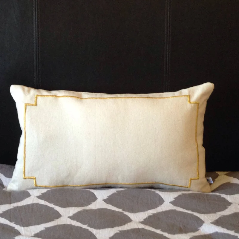 Lumbar Ivory Throw Pillow Cover, Embroidered Decorative Cushion Covers