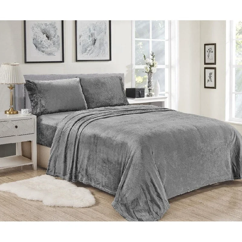 Kansas Wrinkle Resistant Ultra Soft Solid Premium Bed Sheet Set King Lt. Grey