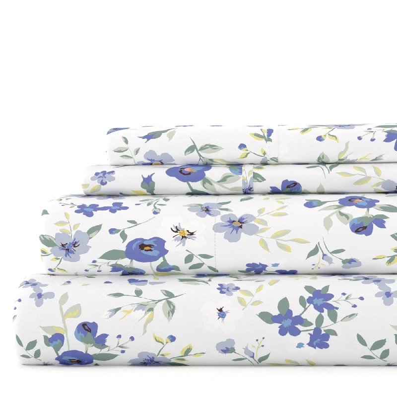 Double Brushed Blossoms 4 Piece Deep Pocket Bed Sheet Set