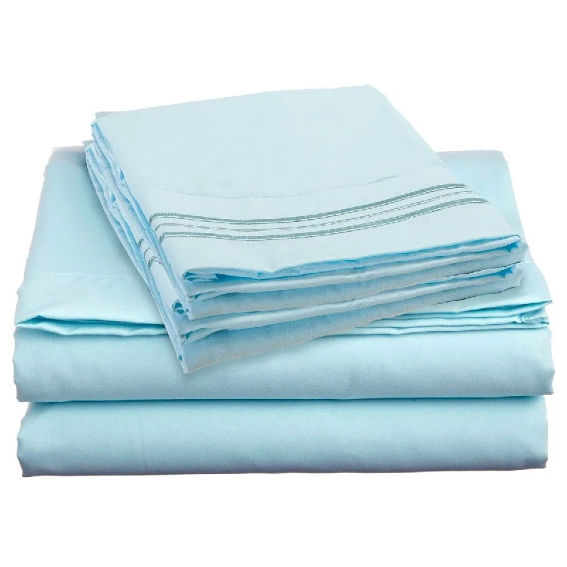 4 Piece 1600 Count Super Soft Sheet Set King Tiffany Blue