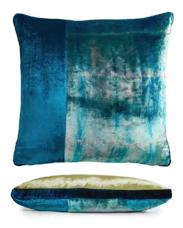 Grass Velvet Color Block Decorative Pillow