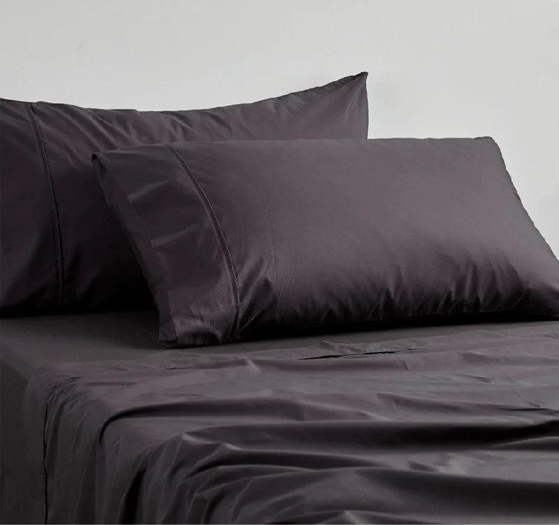 250THC Poly Cotton Percale Mega Sheet Set Range Asphalt