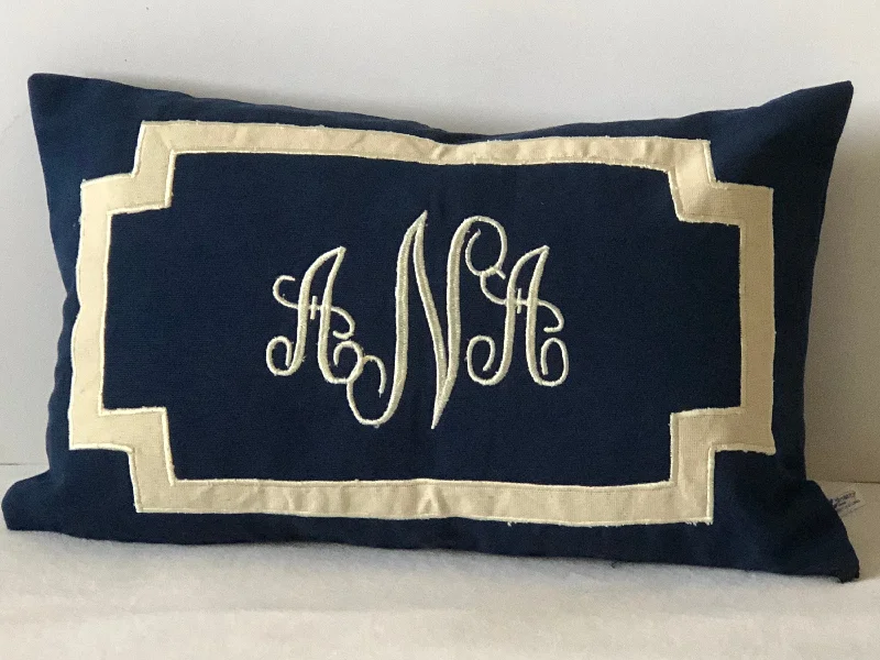 Wedding Gift, Monogrammed Lumbar Pillows, Lumbar Decorative Pillows