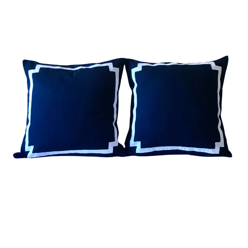 Farm House Home Decor, Navy Euro Boho Pillows Covers, Navy Couch Throw Pillows