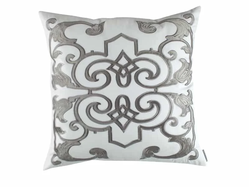 Mozart White & Silver Pillow by Lili Alessandra