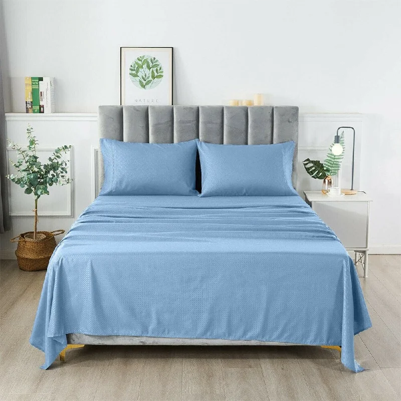 4 Piece Extra Deep Bedsheets Microfiber Hotel Quality King Blue