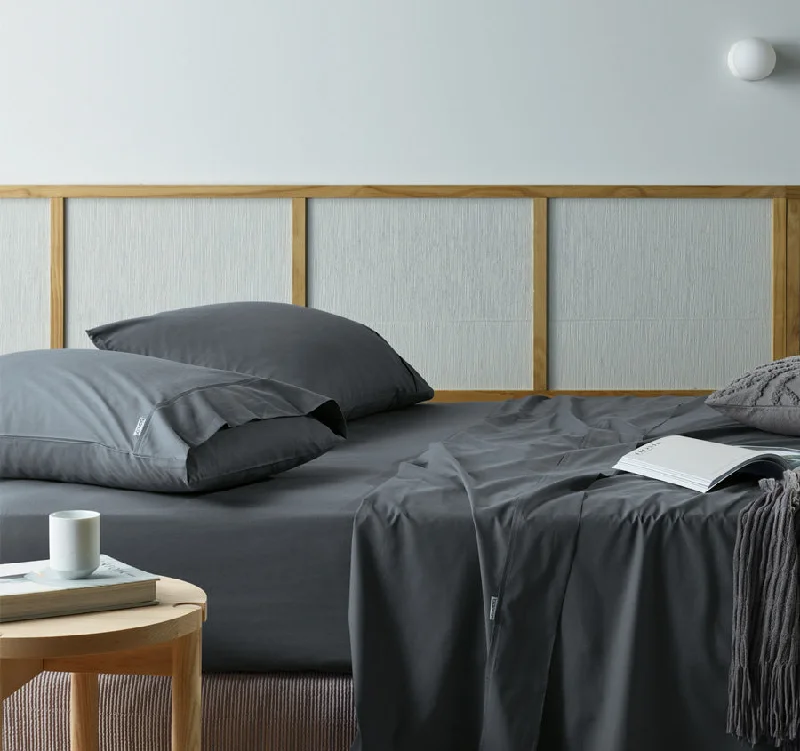 Natural Sleep Recycled Cotton and Bamboo Sheet Set Range Charcoal