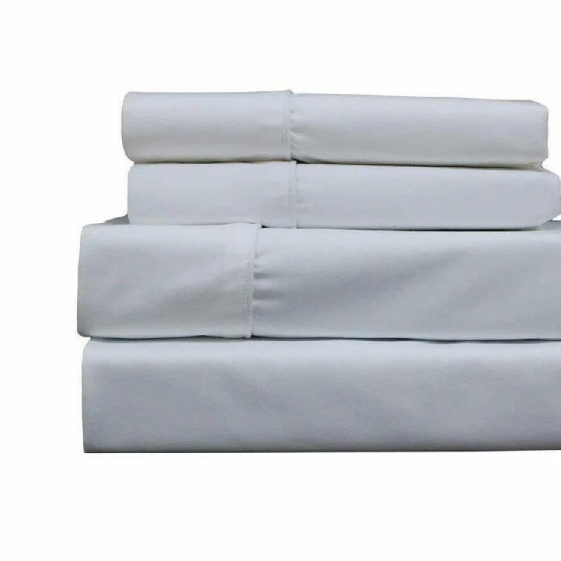 400 Thread Count Linens 4-Piece Set 100% Cotton Queen Bed Sheet White