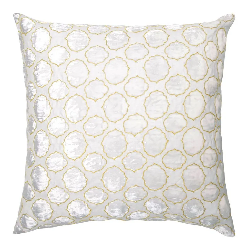 Yellow Tile Velvet Appliqué Pillow by Kevin O'Brien Studio