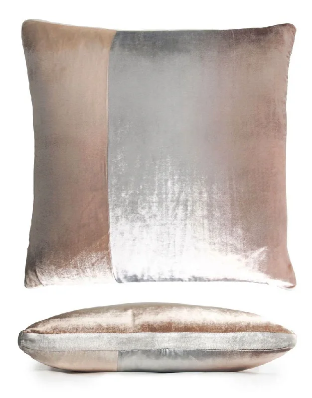 Latte Color Block Velvet Decorative Pillow