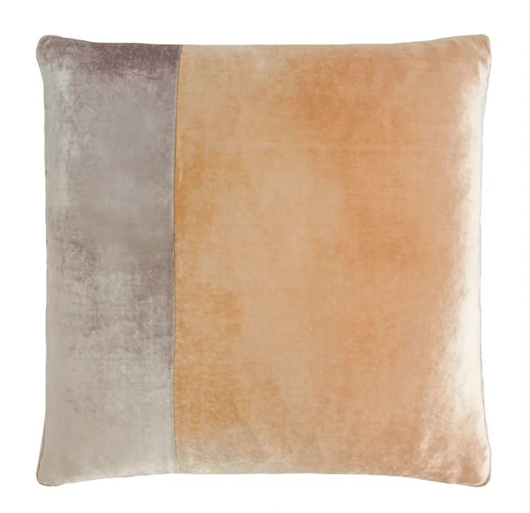 Mango Velvet Color Block Pillow by Kevin O’Brien Studio