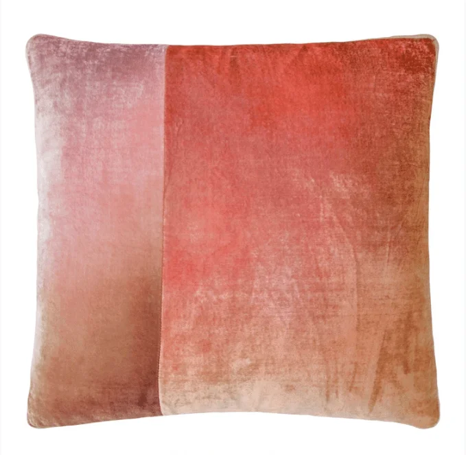 Blush Velvet Color Block Pillow by Kevin O'Brien Studio