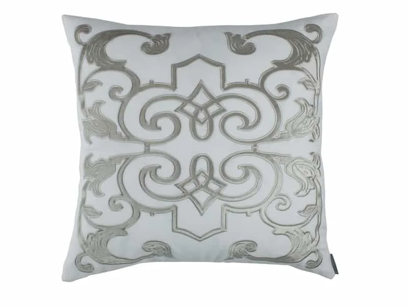 Mozart White & Ice Silver Pillow by Lili Alessandra