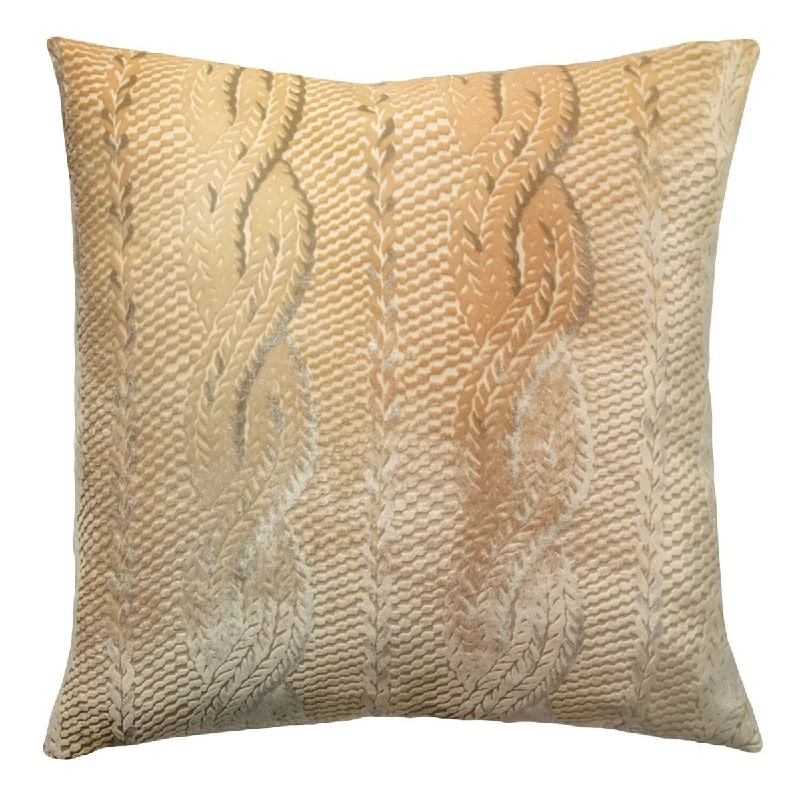 Gold Beige Cable Knit Pillow by Kevin O'Brien Studio