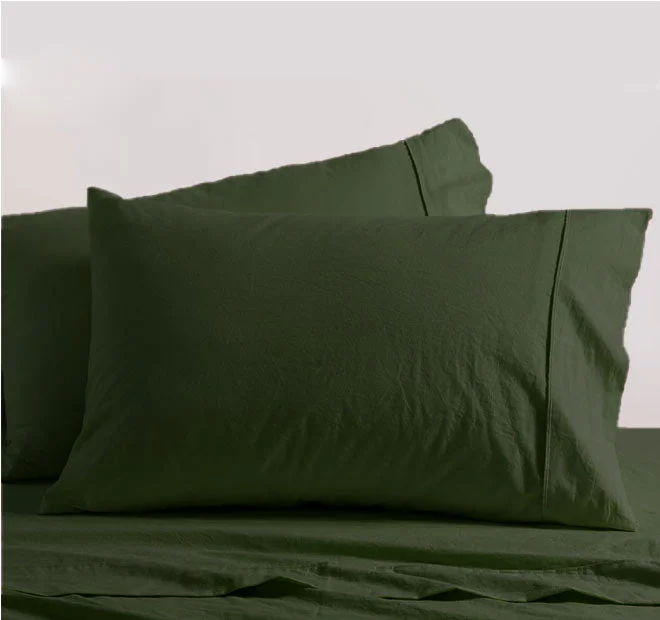 Washed Cotton Sheet Set Range Olive