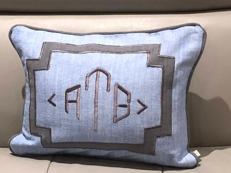 Gray Monogram room decor, Children Pillow decor, Boys bedding