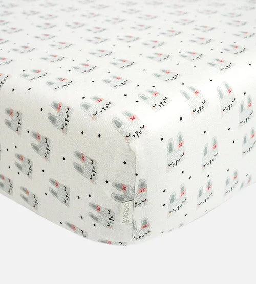 Bamboo Crib Sheets - Bunny Dreamy White