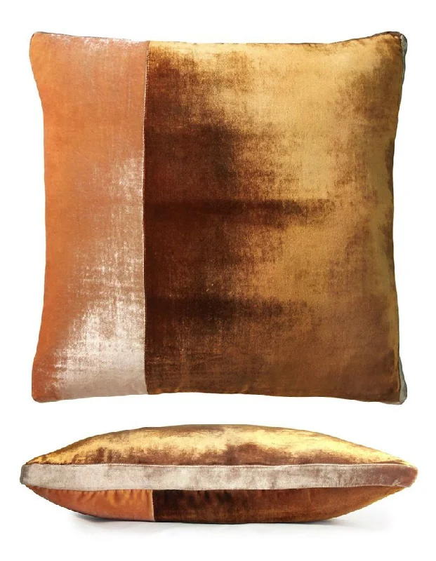 Copper Ivy Color Block Velvet Throw Pillow