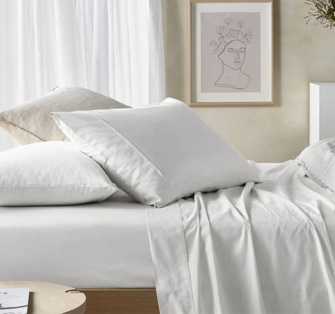 Eucalyptus Cotton Sheet Set Range White