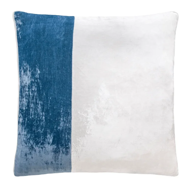 Denim Velvet Color Block Pillow by Kevin O’Brien Studio