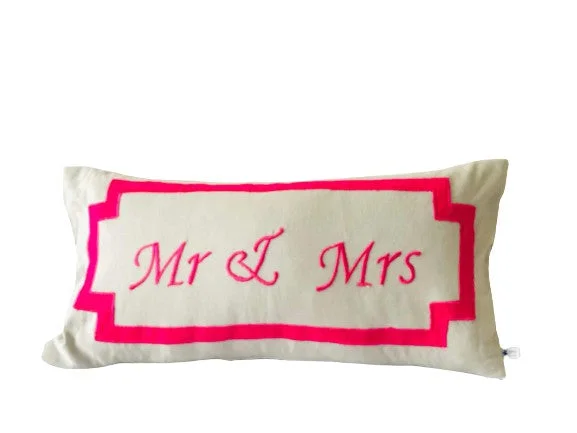 Personalized Wedding Gift, Mr and Mrs Lumbar Pillows