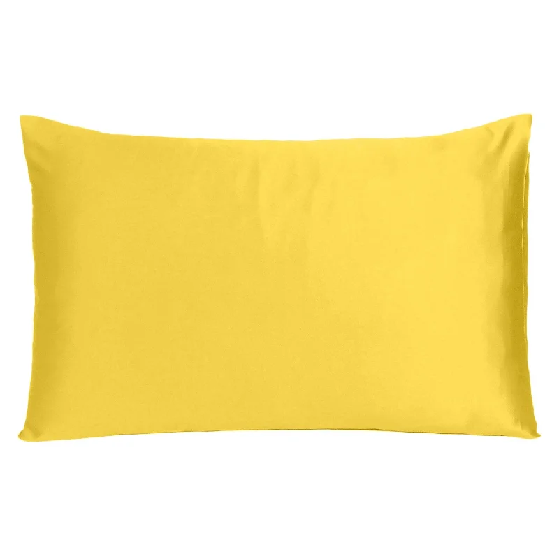 HomeRoots Lemon Dreamy Set Of 2 Silky Satin Queen Pillowcases