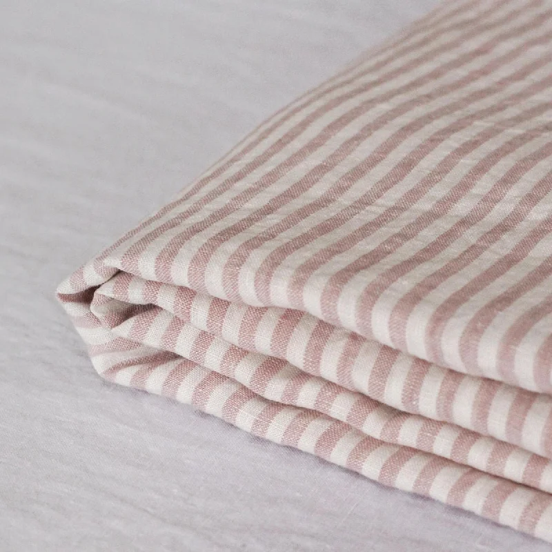 Pink Stripes Linen Flat Sheet