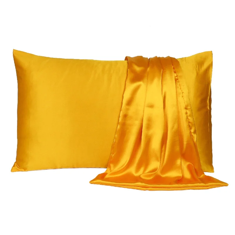 HomeRoots Goldenrod Dreamy Set Of 2 Silky Satin Standard Pillowcases