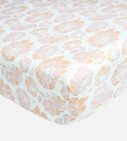 Bamboo Crib Sheets - Floral Burst Vintage Blush