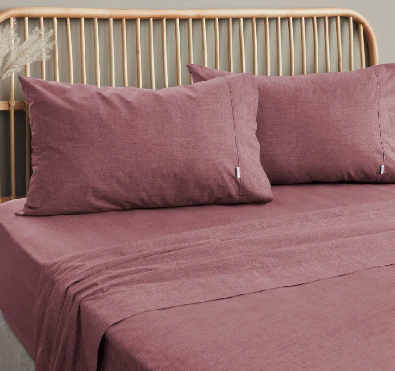 Embre Washed Cotton Sheet Set Range Plum