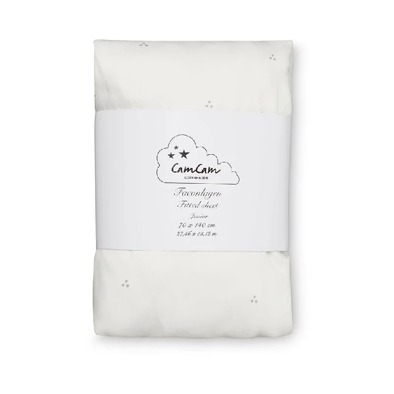 Cam Cam Copenhagen Fitted Sheet Junior Crème Grey Gots