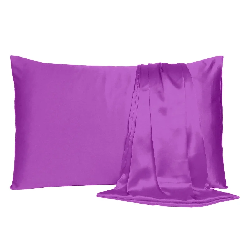 HomeRoots Purple Merlot Dreamy Set Of 2 Silky Satin Queen Pillowcases