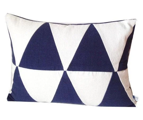 Upcycle Geometric navy white pillow, Abstract navy white lumbar cotton pillows, abstract pillows, sofa pillows