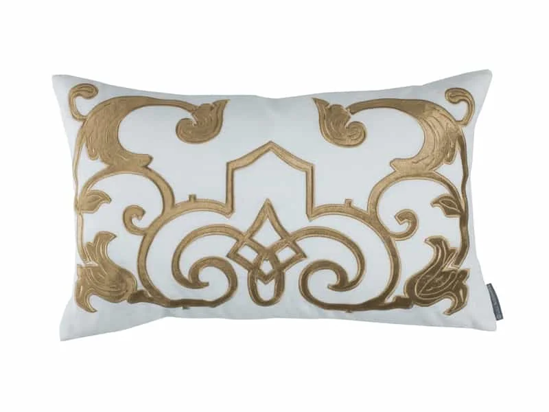 Mozart White & Straw Lumbar Pillow by Lili Alessandra