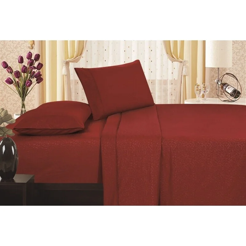 Embossed Vine Sheet Set Queen Sheet Set Burgundy