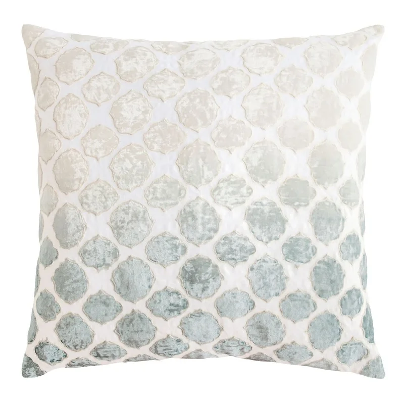 Sage & White Tile Velvet Appliqué Pillow