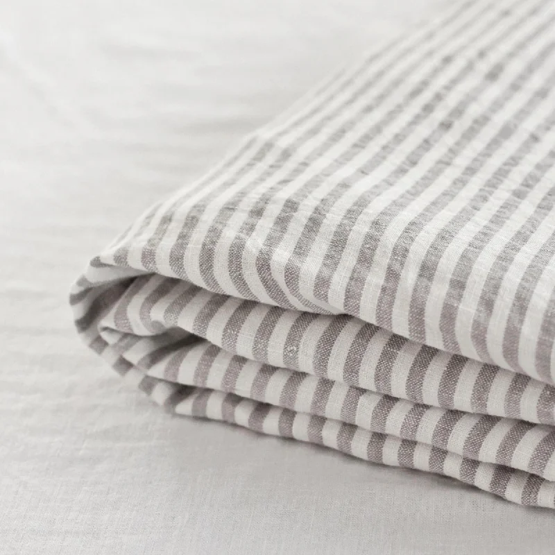 Grey Stripes Linen Flat Sheet