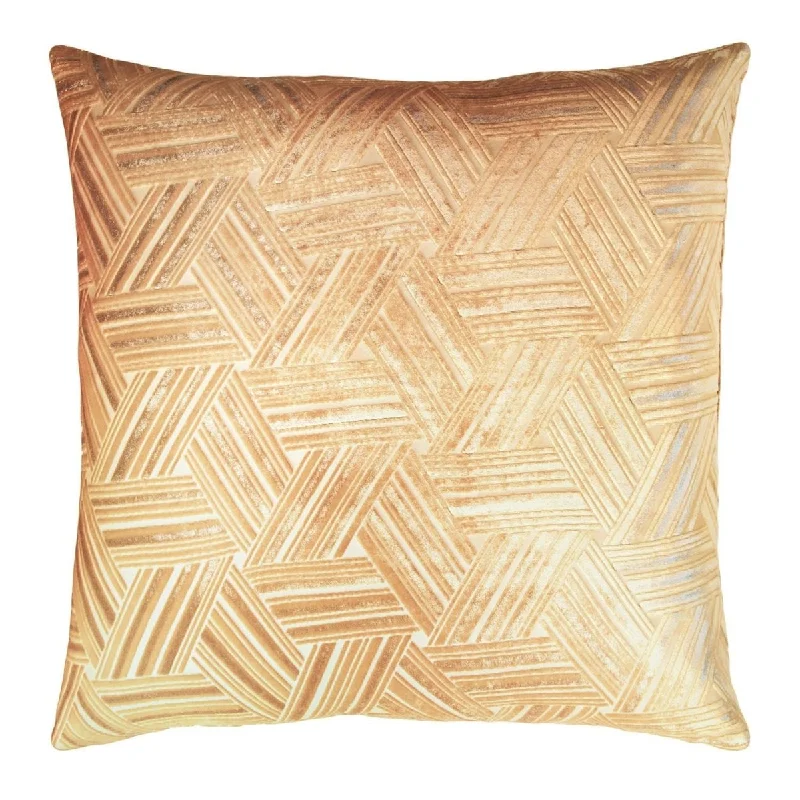 Gold Beige Entwined Velvet Pillow by Kevin O'Brien Studio