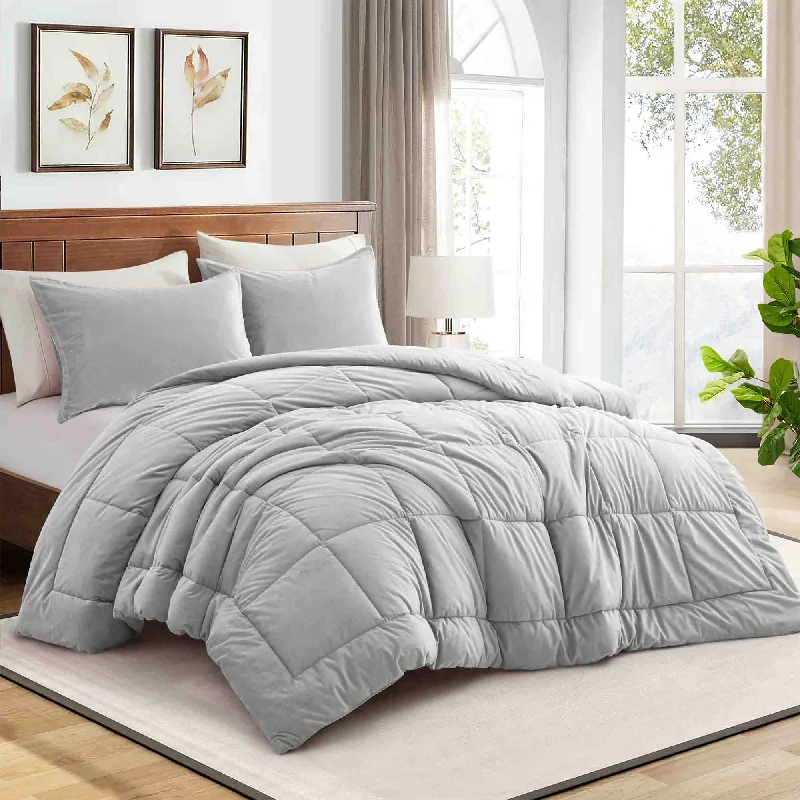 3 Piece Reversible Velvet Comforter Set with Sham, King or Queen Warm Comforter