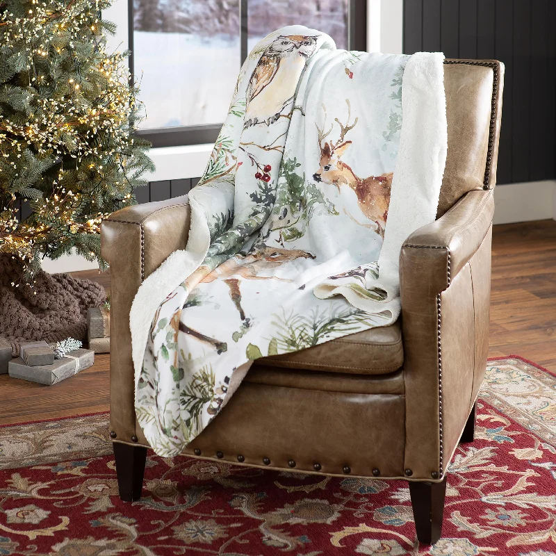 Fleece blankets for a cozy and plush textureWinter Forest Sherpa Fleece Throw