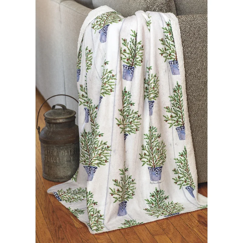 Microfiber blankets that are durable and easy to care forChristmas Pine Sherpa Fleece Throw