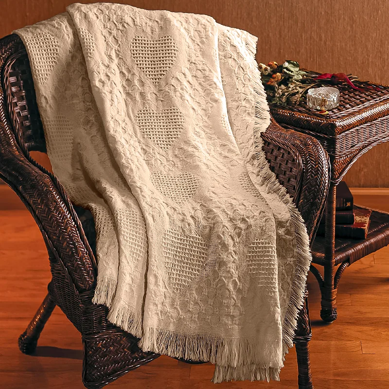 Cashmere blankets for ultimate softness and luxuryBasket Weave Cotton Heart Throw