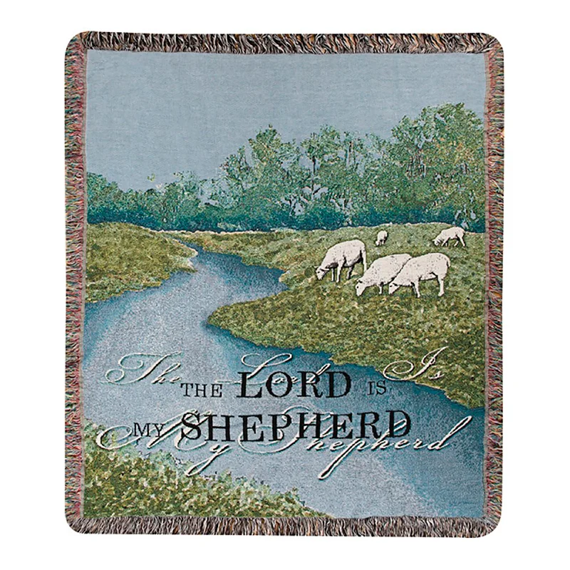 Linen blankets with a rustic and textured lookUSA-Made The Lord is My Shepherd Cotton Tapestry Throw