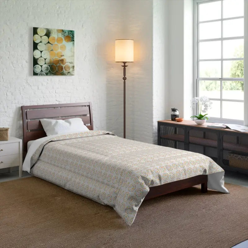 Transform your Space with the Chic Beige Abstract Comforter