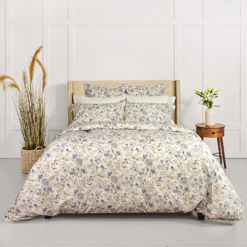 Blue Bird Duvet and Shams - King